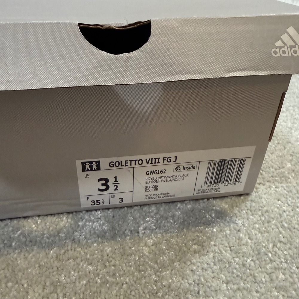 Adidas Goletto VIII FG J Kid Soccer Cleats Royal Blue White NIB 3.5Y Firm Ground - Picture 16 of 16